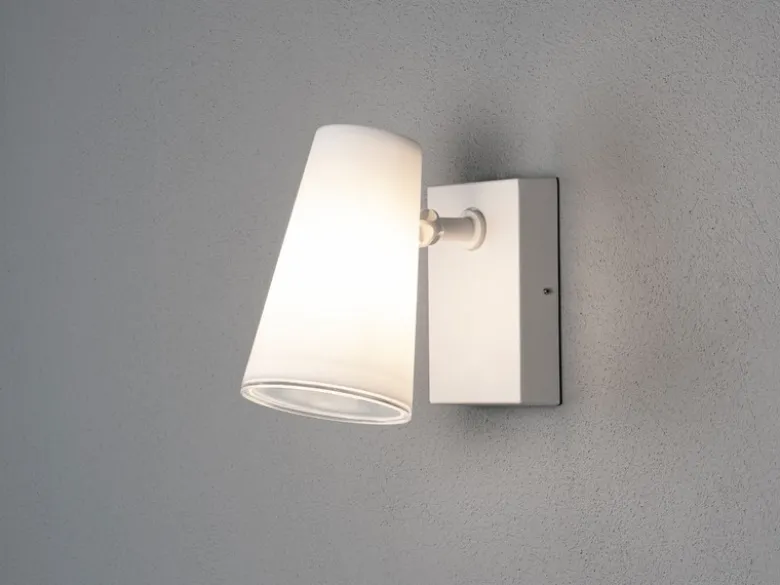 LED Außenwandleuchte Downlight Weiß mit schwenkbarem Kopf Höhe 21,5cm IP54 E27