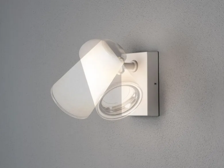 LED Außenwandleuchte Downlight Weiß mit schwenkbarem Kopf Höhe 21,5cm IP54 E27