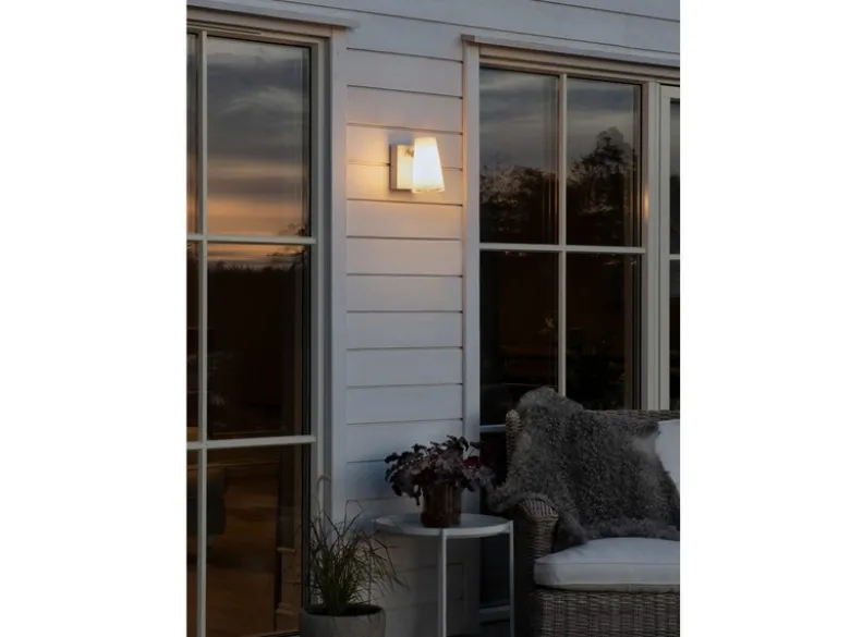 LED Außenwandleuchte Downlight Weiß mit schwenkbarem Kopf Höhe 21,5cm IP54 E27