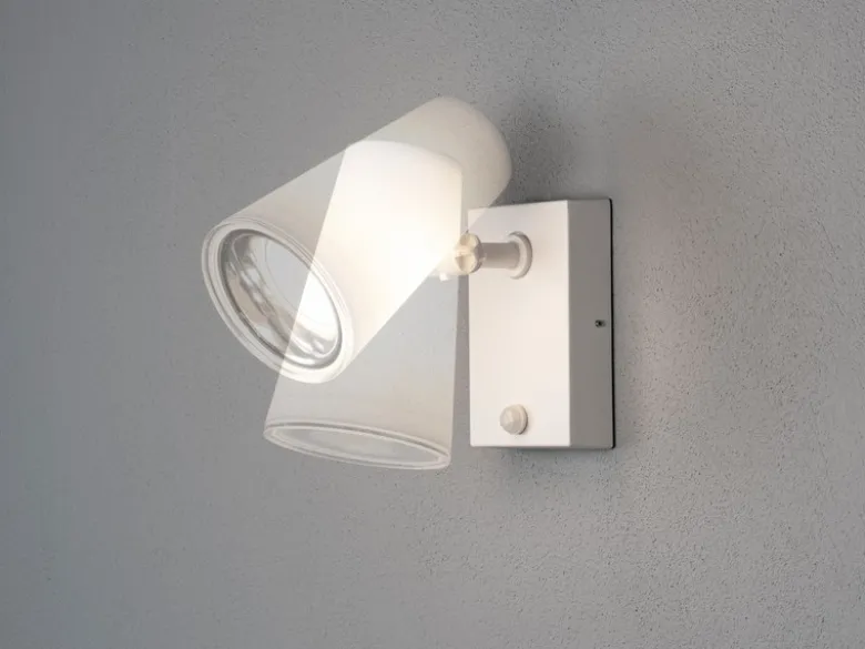 LED Außenwandleuchte Downlight Weiß mit Bewegungssensor, Höhe 21,5cm IP54 E27