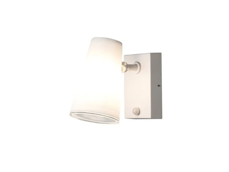 LED Außenwandleuchte Downlight Weiß mit Bewegungssensor, Höhe 21,5cm IP54 E27