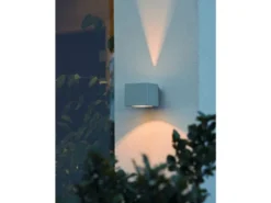 LED Außenwandleuchte eckiger Wandspot Up-Down, Höhe 9cm, Grau
