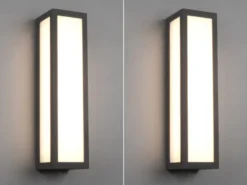 LED Außenwandleuchte eckig 2er Set in Anthrazit, Höhe 36cm, IP54
