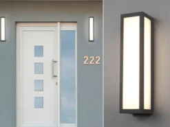 LED Außenwandleuchte eckig 2er Set in Anthrazit, Höhe 36cm, IP54