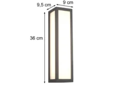 LED Außenwandleuchte eckig 2er Set in Anthrazit, Höhe 36cm, IP54