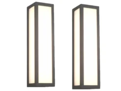 LED Außenwandleuchte eckig 2er Set in Anthrazit, Höhe 36cm, IP54