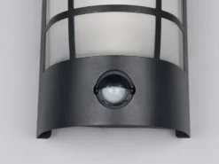 LED Außenwandleuchte Edelstahl Schwarz mit Bewegungsmelder, Höhe 20cm