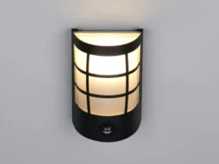 LED Außenwandleuchte Edelstahl Schwarz mit Bewegungsmelder, Höhe 20cm