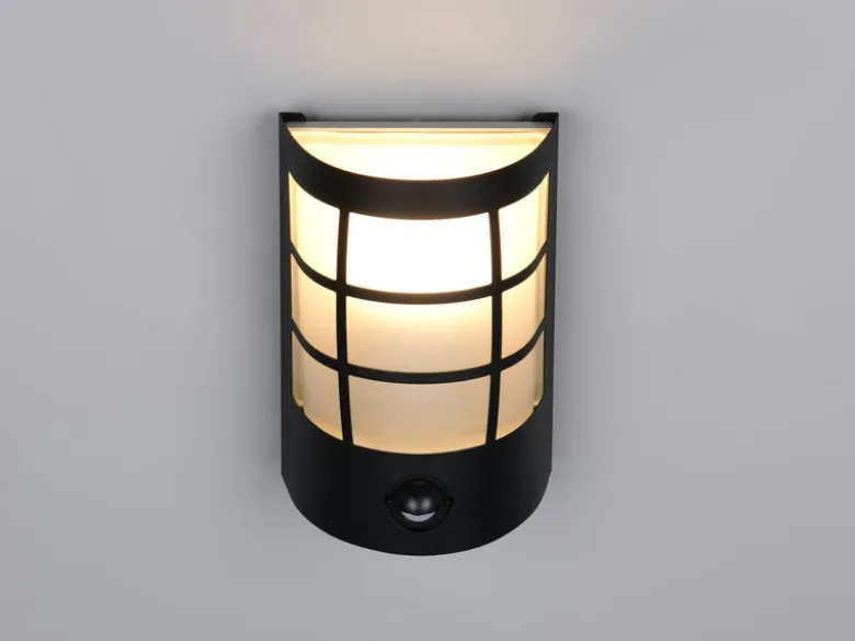 LED Außenwandleuchte Edelstahl Schwarz mit Bewegungsmelder, Höhe 20cm