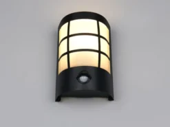LED Außenwandleuchte Edelstahl Schwarz mit Bewegungsmelder, Höhe 20cm