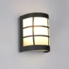 LED Außenwandleuchte Edelstahl Schwarz & Glas Weiß, Höhe 16cm