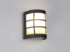LED Außenwandleuchte Edelstahl Schwarz & Glas Weiß, Höhe 16cm
