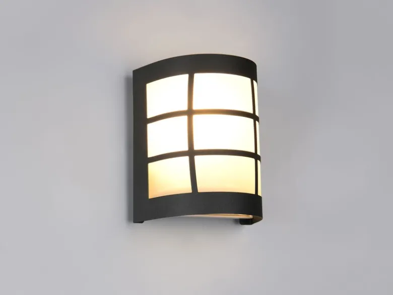 LED Außenwandleuchte Edelstahl Schwarz & Glas Weiß, Höhe 16cm