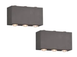 LED Außenwandleuchte 2er SET Anthrazit mit Up and Down Light, Breite 14cm