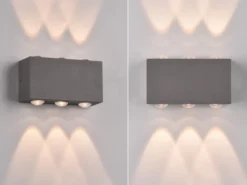 LED Außenwandleuchte 2er SET Anthrazit mit Up and Down Light, Breite 14cm