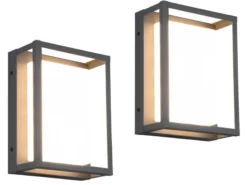 LED Außenwandleuchte 2er SET im Bauhaus Stil, Anthrazit, 18cm breit