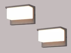 LED Außenwandleuchte 2er SET in Anthrazit & Weiß, Breite 23cm