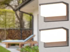 LED Außenwandleuchte 2er SET in Anthrazit & Weiß, Breite 23cm