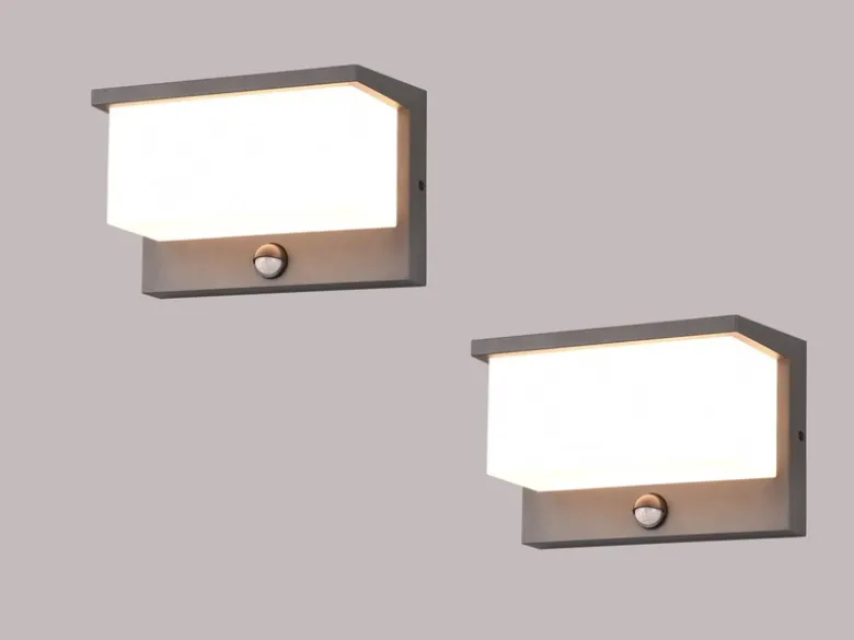 LED Außenwandleuchte 2er SET mit Bewegungsmelder, Breite 23cm