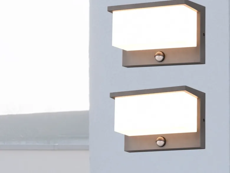 LED Außenwandleuchte 2er SET mit Bewegungsmelder, Breite 23cm