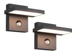 LED Außenwandleuchte 2er Set schwenkbar mit Bewegungsmelder Anthrazit