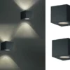 LED Außenwandleuchte 2er Set Up and Down Light eckig in Schwarz