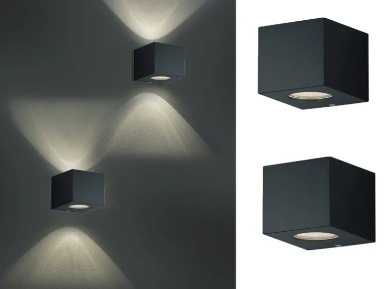 LED Außenwandleuchte 2er Set Up and Down Light eckig in Schwarz