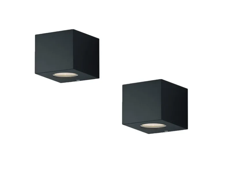 LED Außenwandleuchte 2er Set Up and Down Light eckig in Schwarz