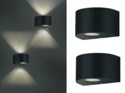 LED Außenwandleuchte 2er Set Up and Down Light rund in Schwarz