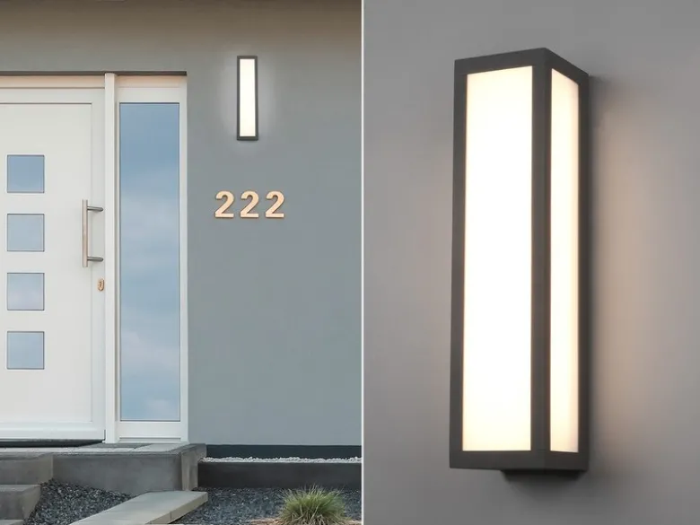 LED Außenwandleuchte FUERTE eckig in Anthrazit, Höhe 36cm, IP54