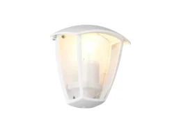 LED Außenwandleuchte Halbschale im Landhausstil Weiß, Höhe 20cm