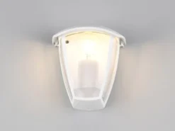 LED Außenwandleuchte Halbschale im Landhausstil Weiß, Höhe 20cm