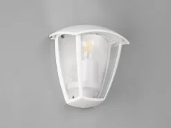 LED Außenwandleuchte Halbschale im Landhausstil Weiß, Höhe 20cm
