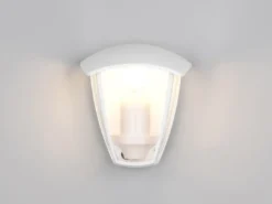 LED Außenwandleuchte Halbschale im Landhausstil Weiß, Höhe 20cm