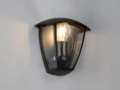 LED Außenwandleuchte Halbschale im Landhausstil Schwarz, Höhe 20cm