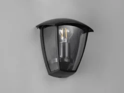 LED Außenwandleuchte Halbschale im Landhausstil Schwarz, Höhe 20cm