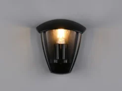LED Außenwandleuchte Halbschale im Landhausstil Schwarz, Höhe 20cm