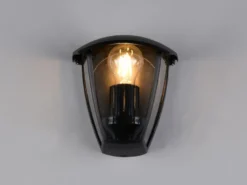 LED Außenwandleuchte Halbschale im Landhausstil Schwarz, Höhe 20cm