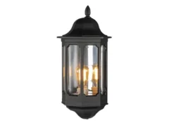 LED Außenwandleuchte, Halbschale Aluminium Schwarz, Höhe 47cm