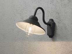 LED Außenwandleuchte im Landhausstil Aluminium Schwarz, Höhe 30cm