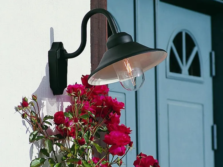 LED Außenwandleuchte im Landhausstil Aluminium Schwarz, Höhe 30cm