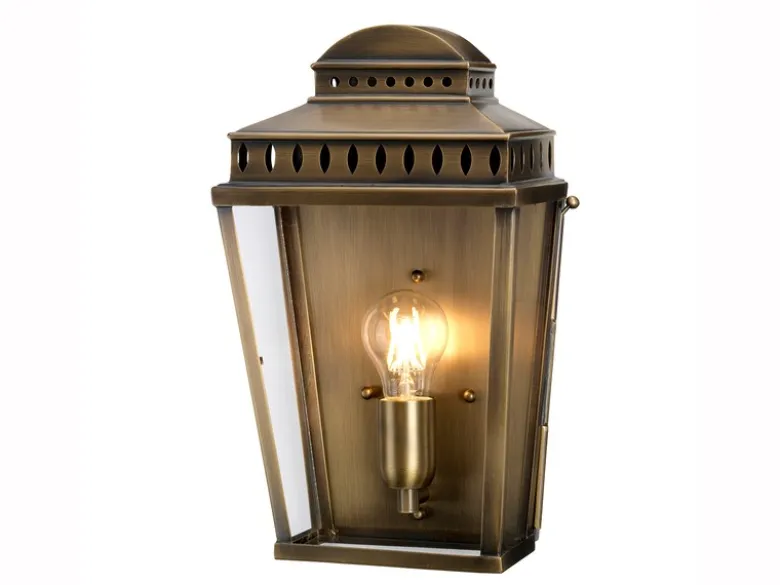 LED Außenwandleuchte im Landhausstil, Altmessing Höhe 37,5cm