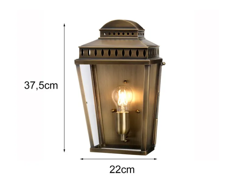 LED Außenwandleuchte im Landhausstil, Altmessing Höhe 37,5cm