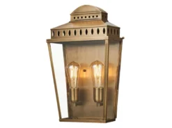 LED Außenwandleuchte im Landhausstil, Altmessing Höhe 49cm