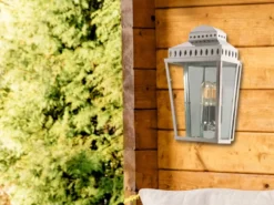 LED Außenwandleuchte im Landhausstil, Silber Höhe 37,5cm