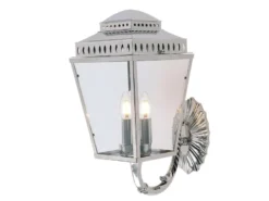 LED Außenwandleuchte im Landhausstil, Silber Höhe 48cm