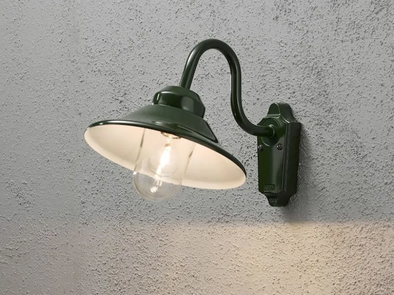 LED Außenwandleuchte im Landhausstil Aluminium Grün, Höhe 30cm