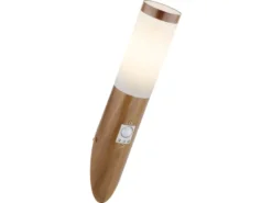 LED Außenwandleuchte in Holzoptik mit Bewegungsmelder, Höhe 40,5cm