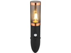 LED Außenwandleuchte in Schwarz & Kupfer mit Bewegungsmelder, Höhe 41cm