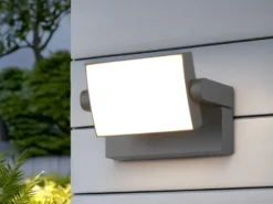 LED Außenwandleuchte KANSAS aus Aluminium in Anthrazit, Breite 20cm